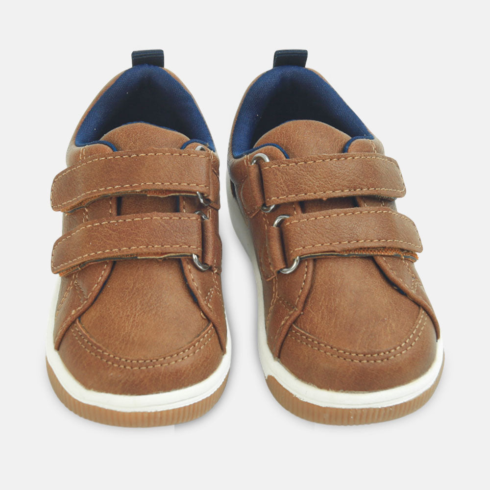 Boys Glossy Brown Sneakers
