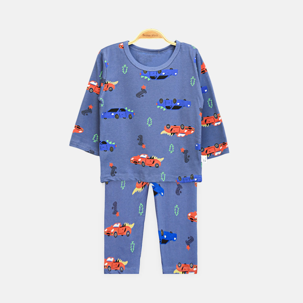 Boy Speed Car Blue Night Suit