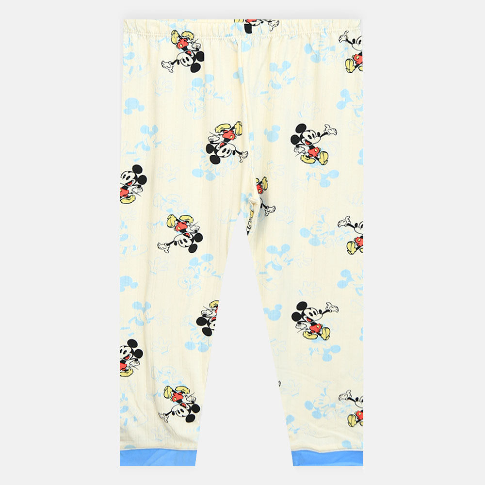 Boy Mickey Mouse Ribbed Button-Up Nightsuit