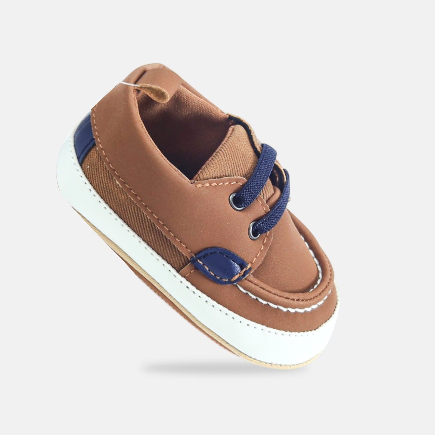 Brown Lace-Up Moc-Toe Sneakers