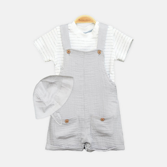 Grey Muslin Romper Set