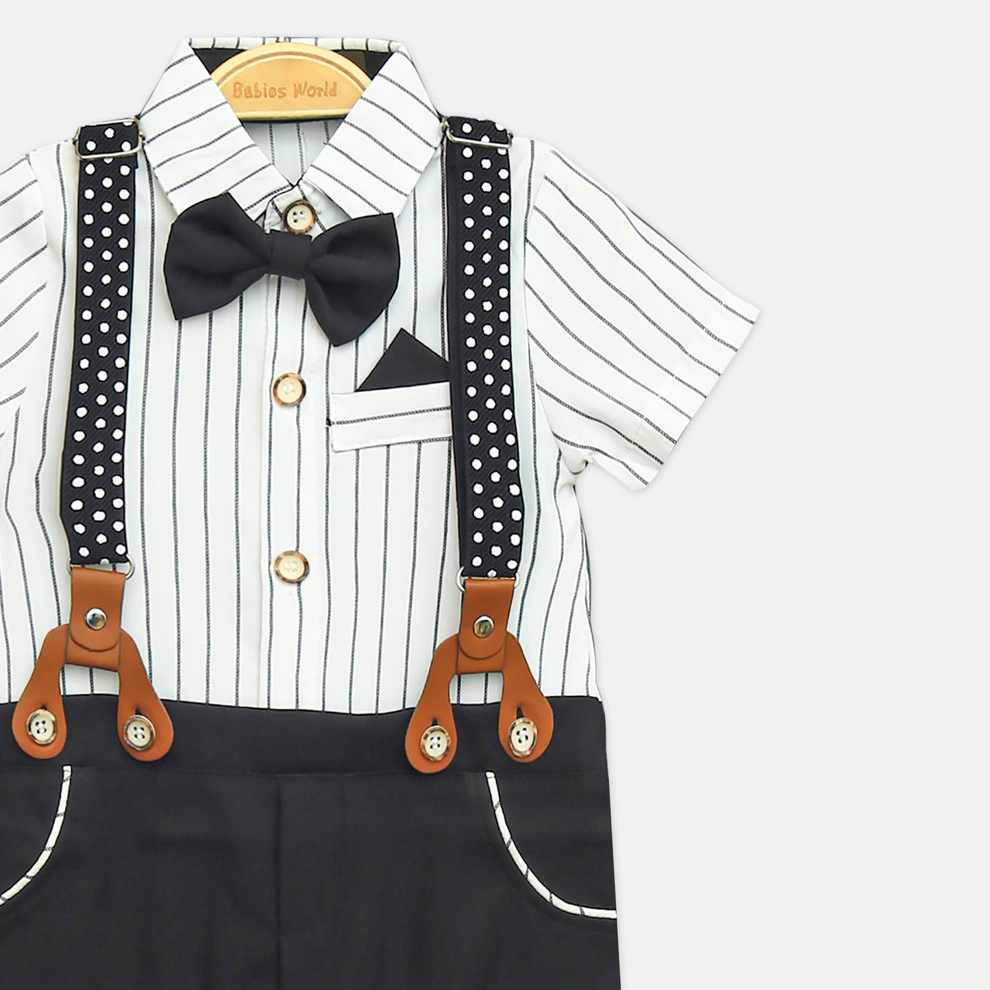 White & Black Striped Gentleman Romper