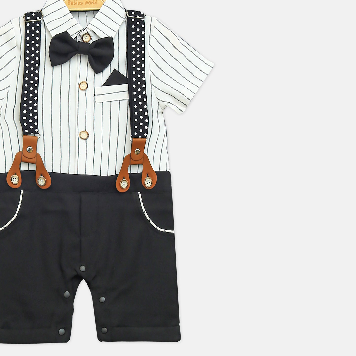White & Black Striped Gentleman Romper