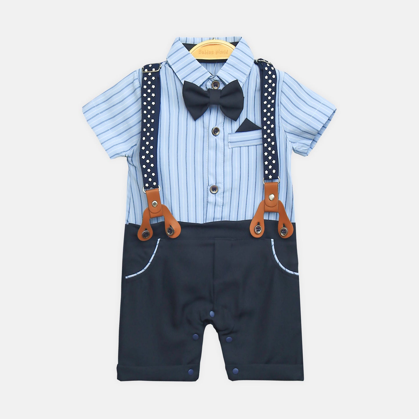 Sky Blue Striped Gentleman Romper
