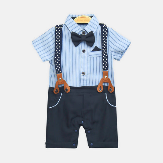Sky Blue Striped Gentleman Romper