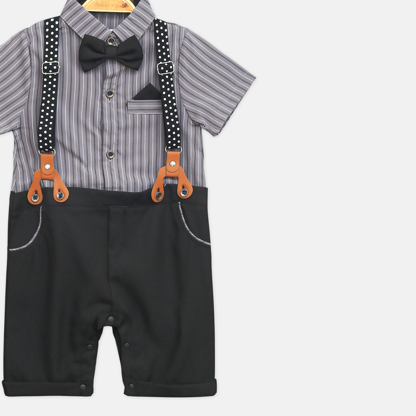 Grey And Black Striped Gentleman Romper