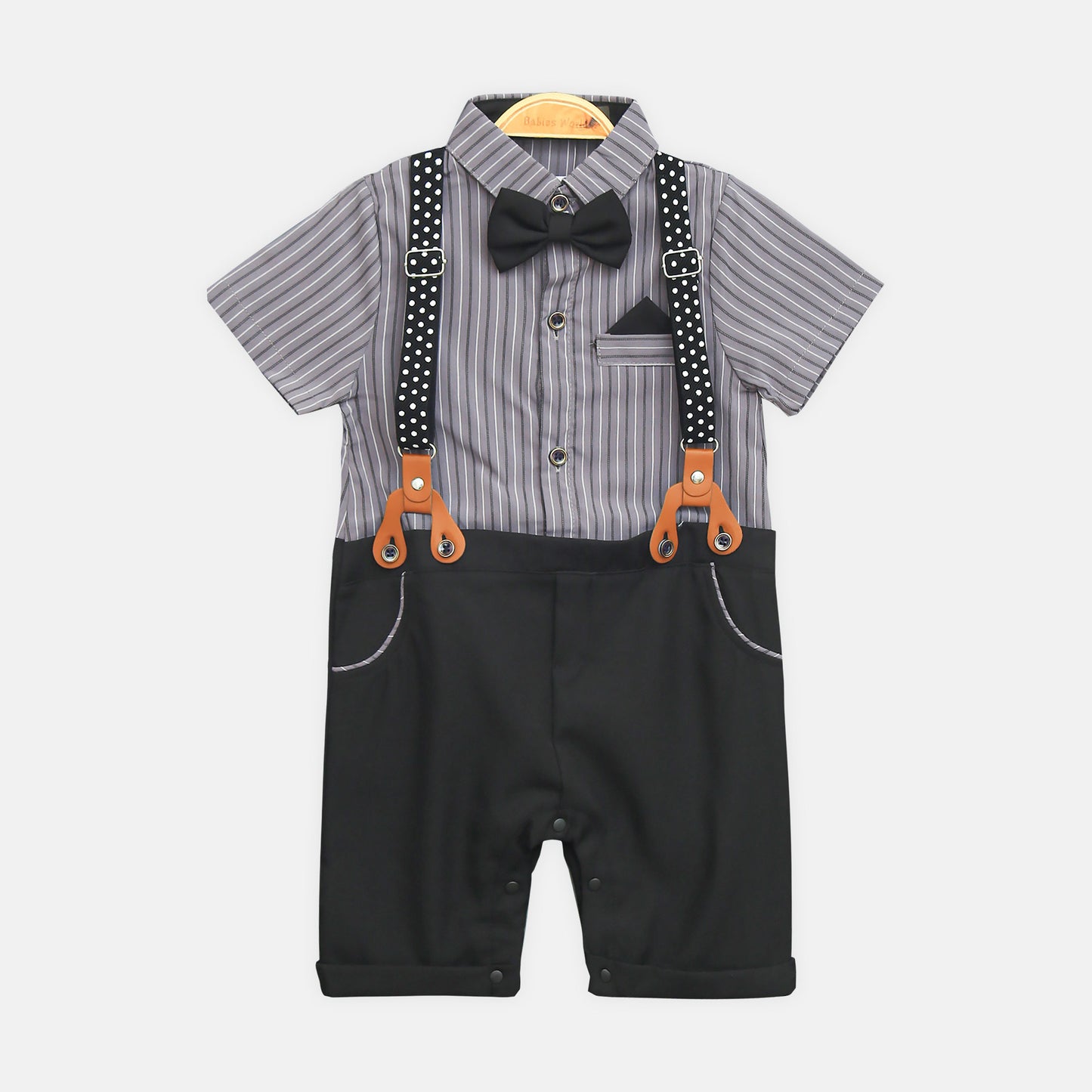 Grey And Black Striped Gentleman Romper