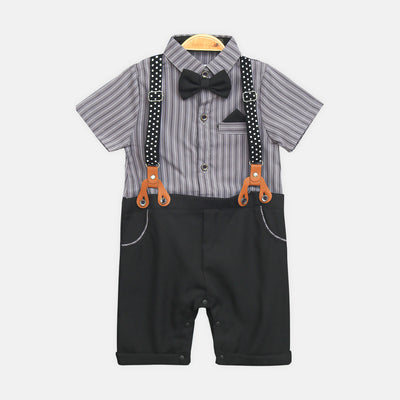 Grey And Black Striped Gentleman Romper