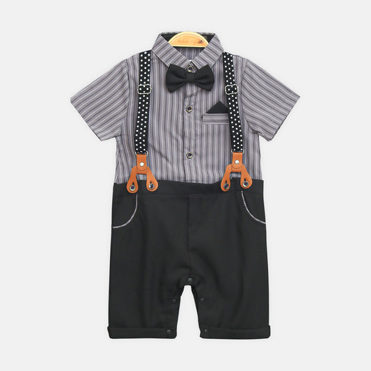 Grey And Black Striped Gentleman Romper