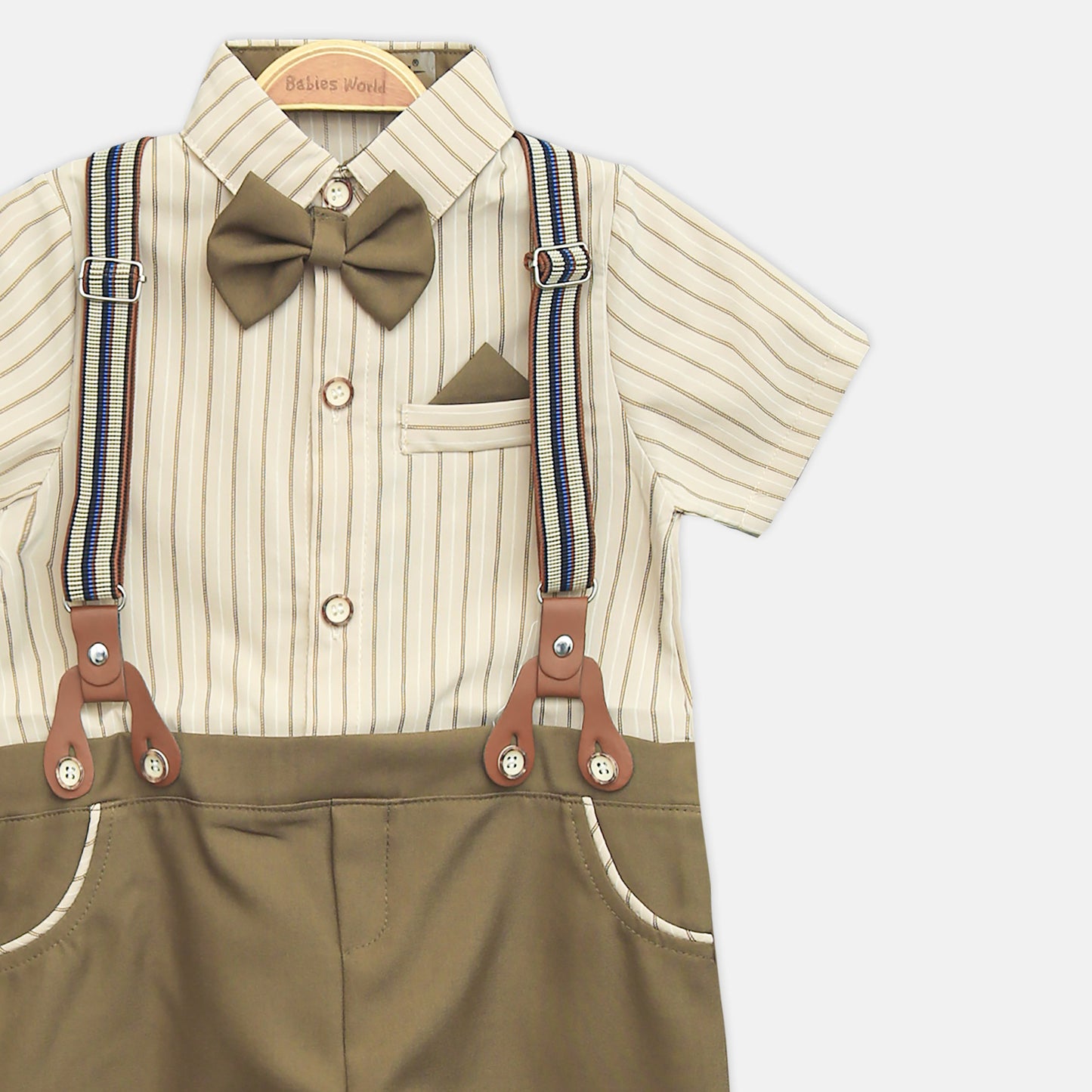 Olive Striped Gentleman Romper