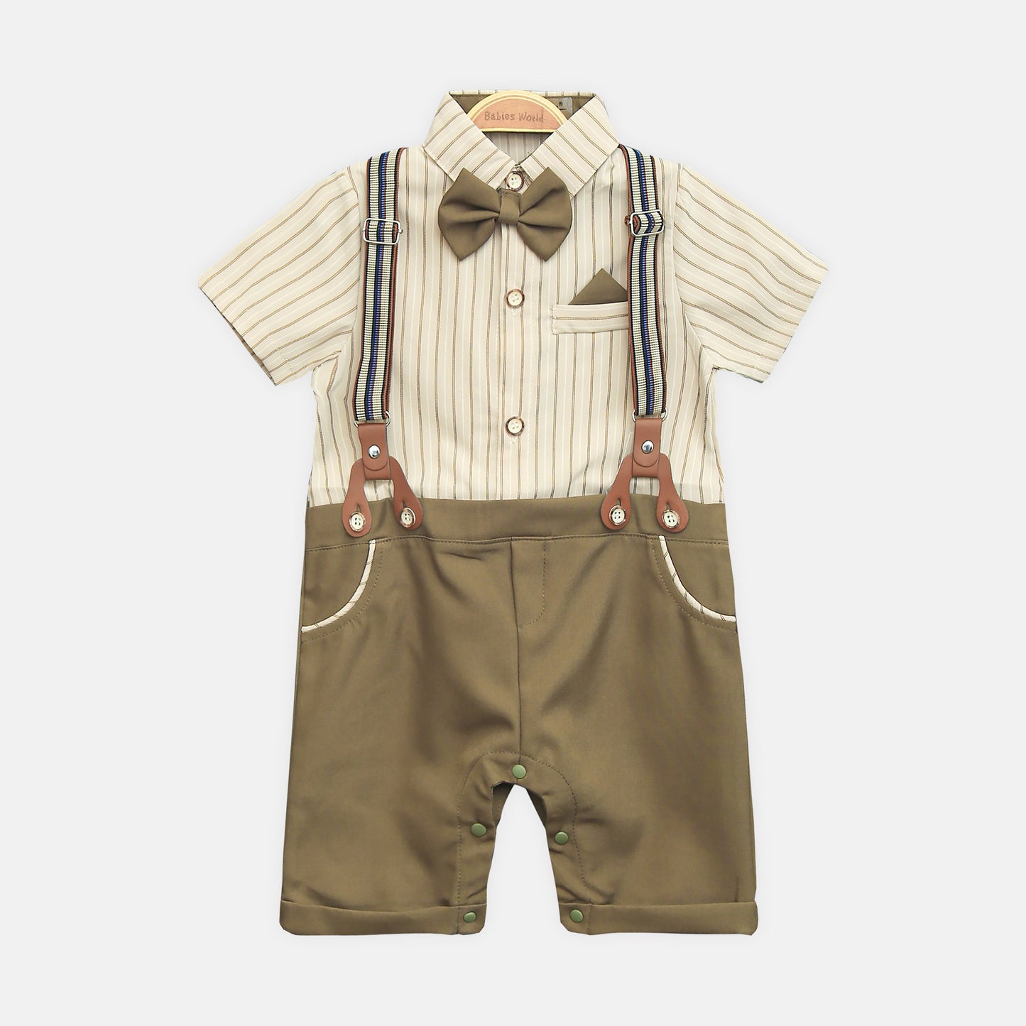 Olive Striped Gentleman Romper