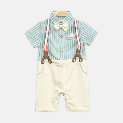 Sky Blue Striped Gentleman Romper