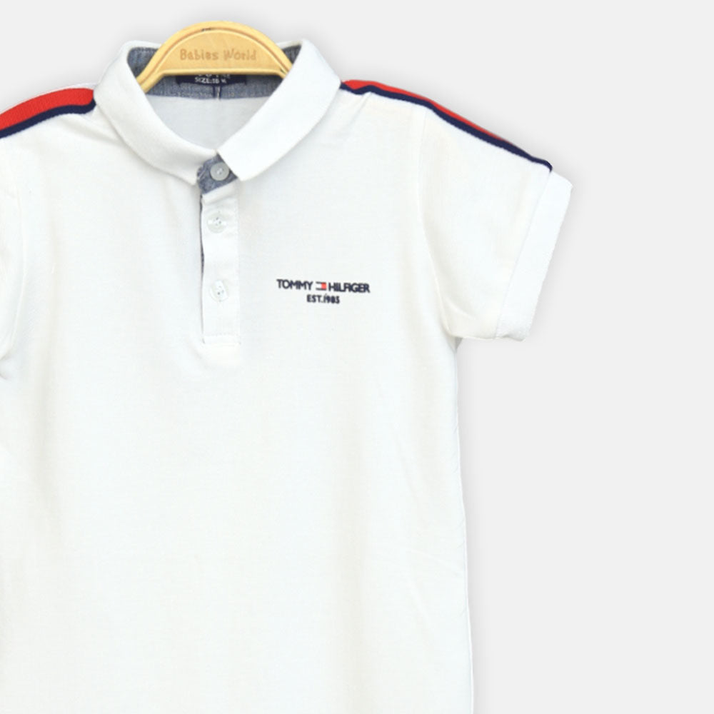 White Polo Boy Romper