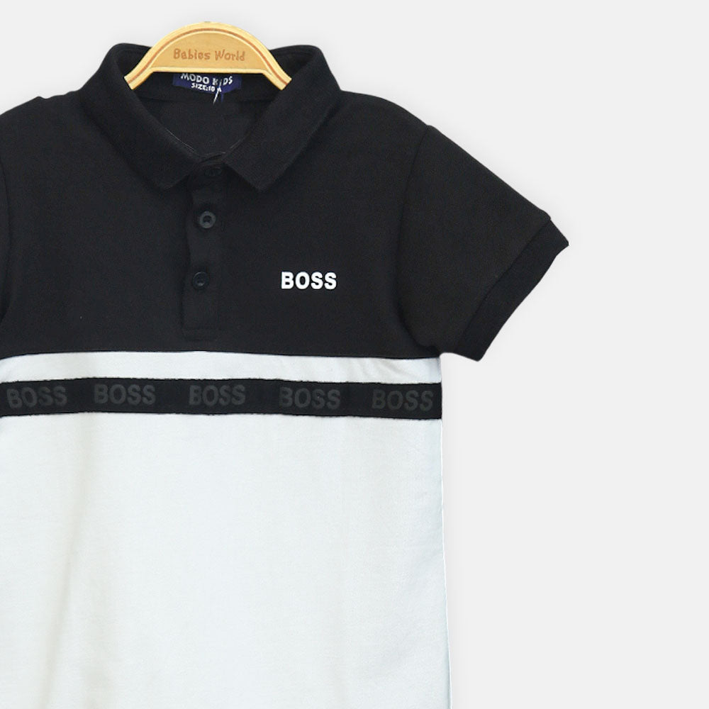 Black & White Polo Boy Romper