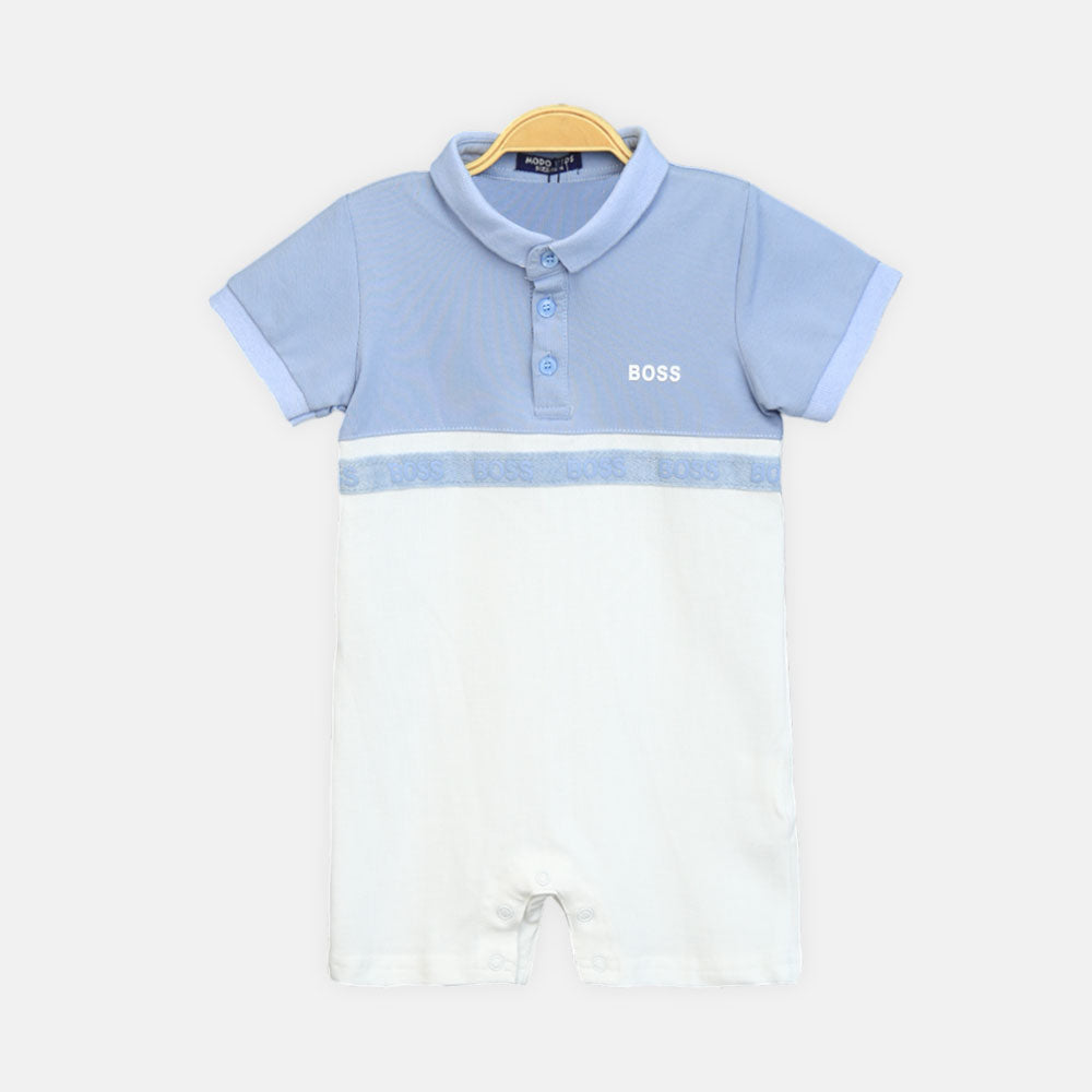 Blue & White Polo Boy Romper