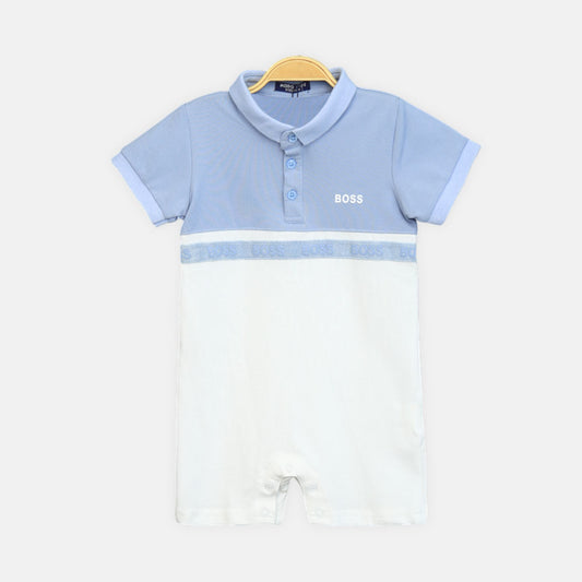 Blue & White Polo Boy Romper