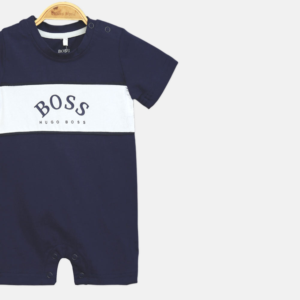 Navy Blue & White Boy Romper