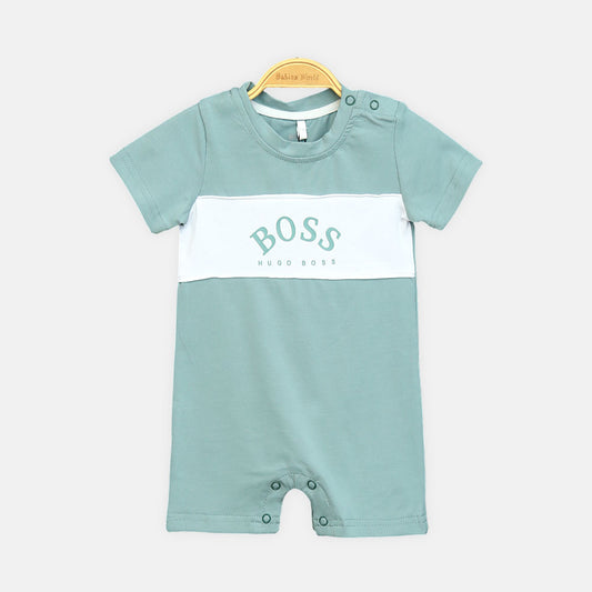 Mint Green & White Polo Boy Romper