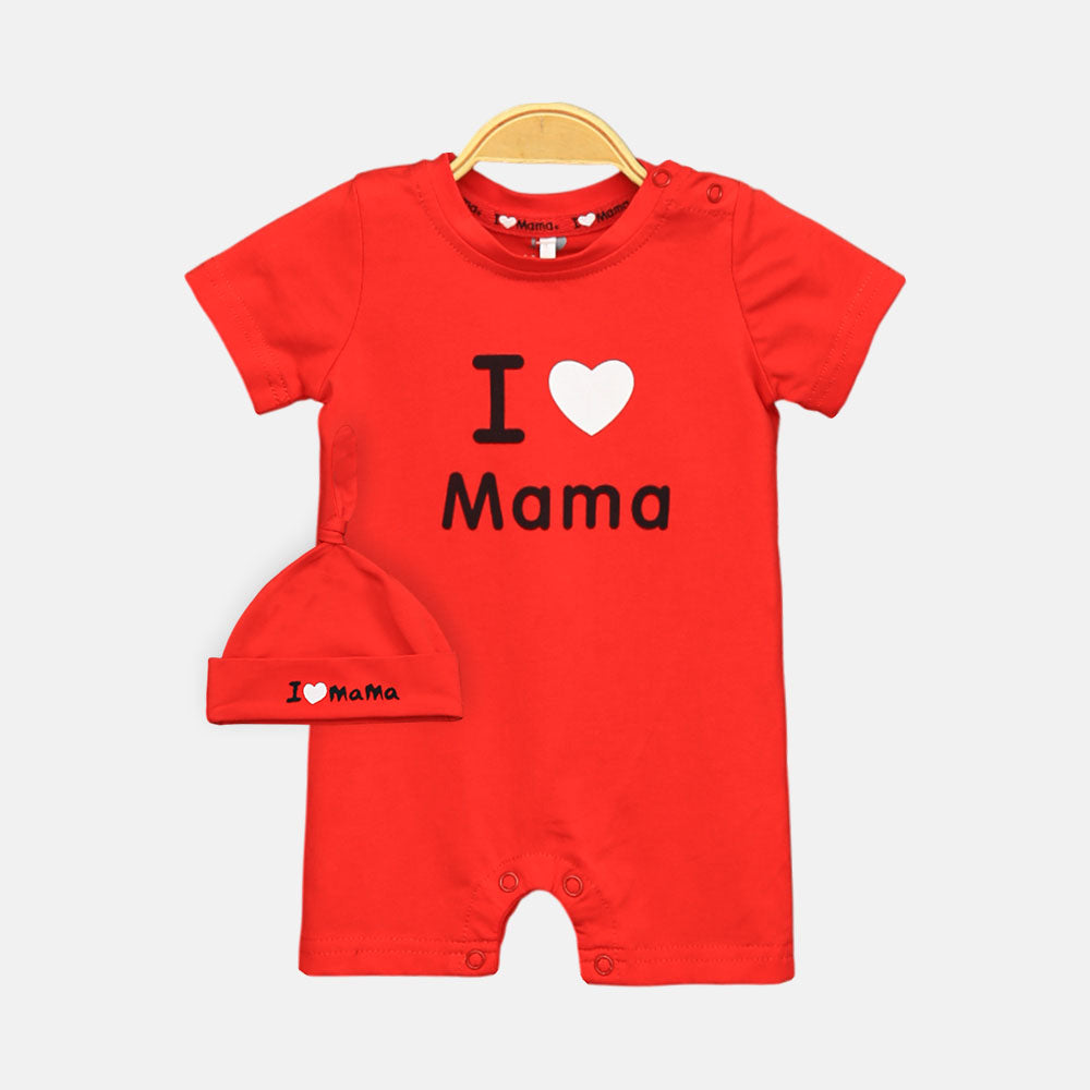 Boy Romper I Love Mama Red
