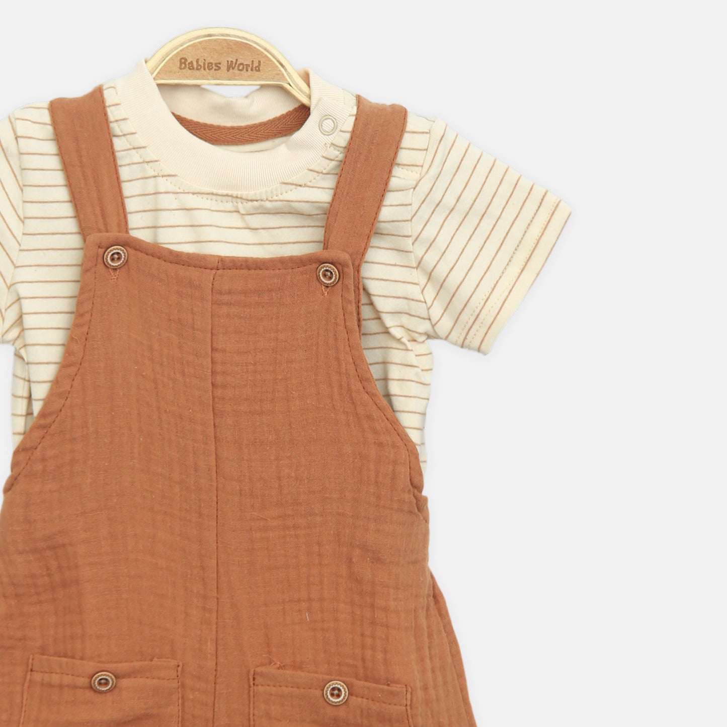 Rust Striped Romper & Hat Set