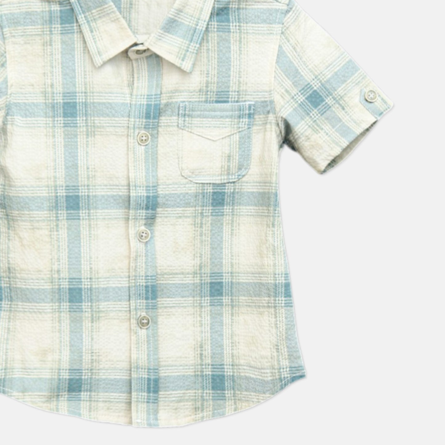 Green And Cream Checkered Shirt