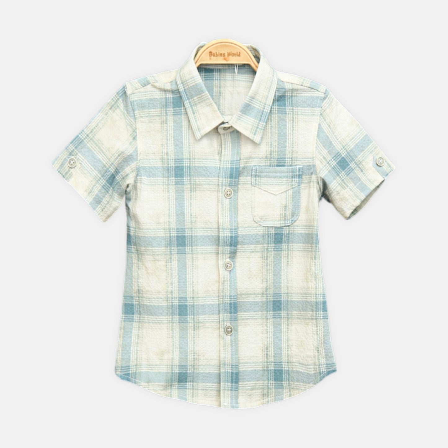 Green And Cream Checkered Shirt