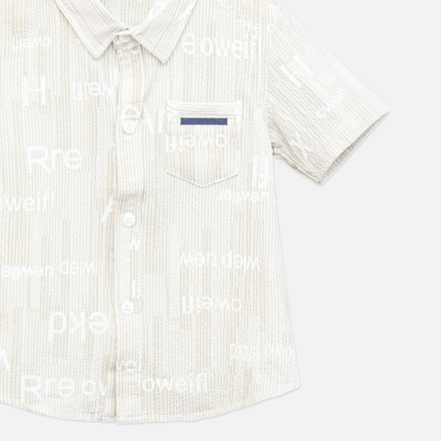 Beige Seersucker Printed Shirt