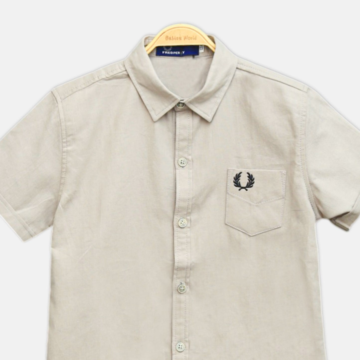 Beige Embroidered Pocket Shirt