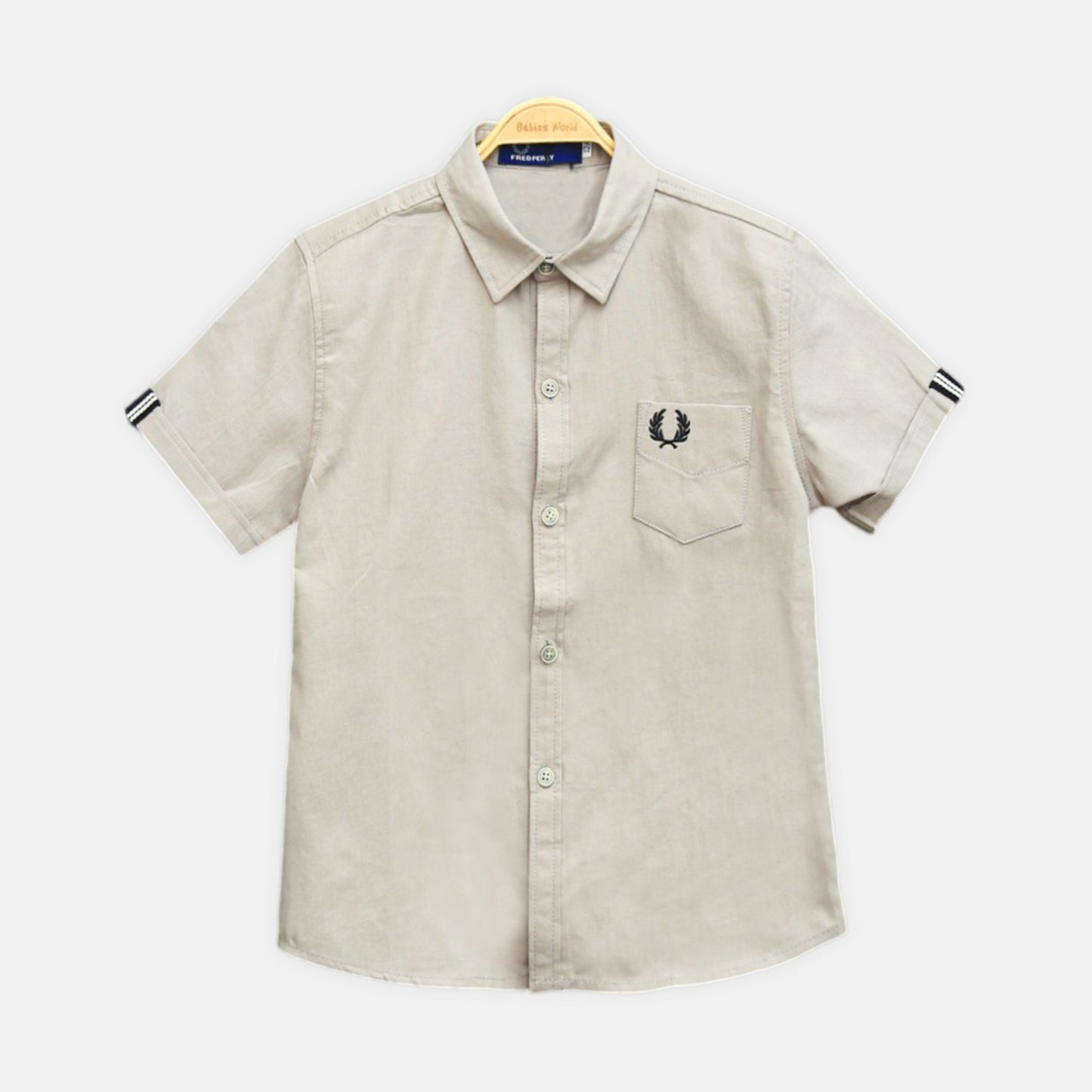 Beige Embroidered Pocket Shirt