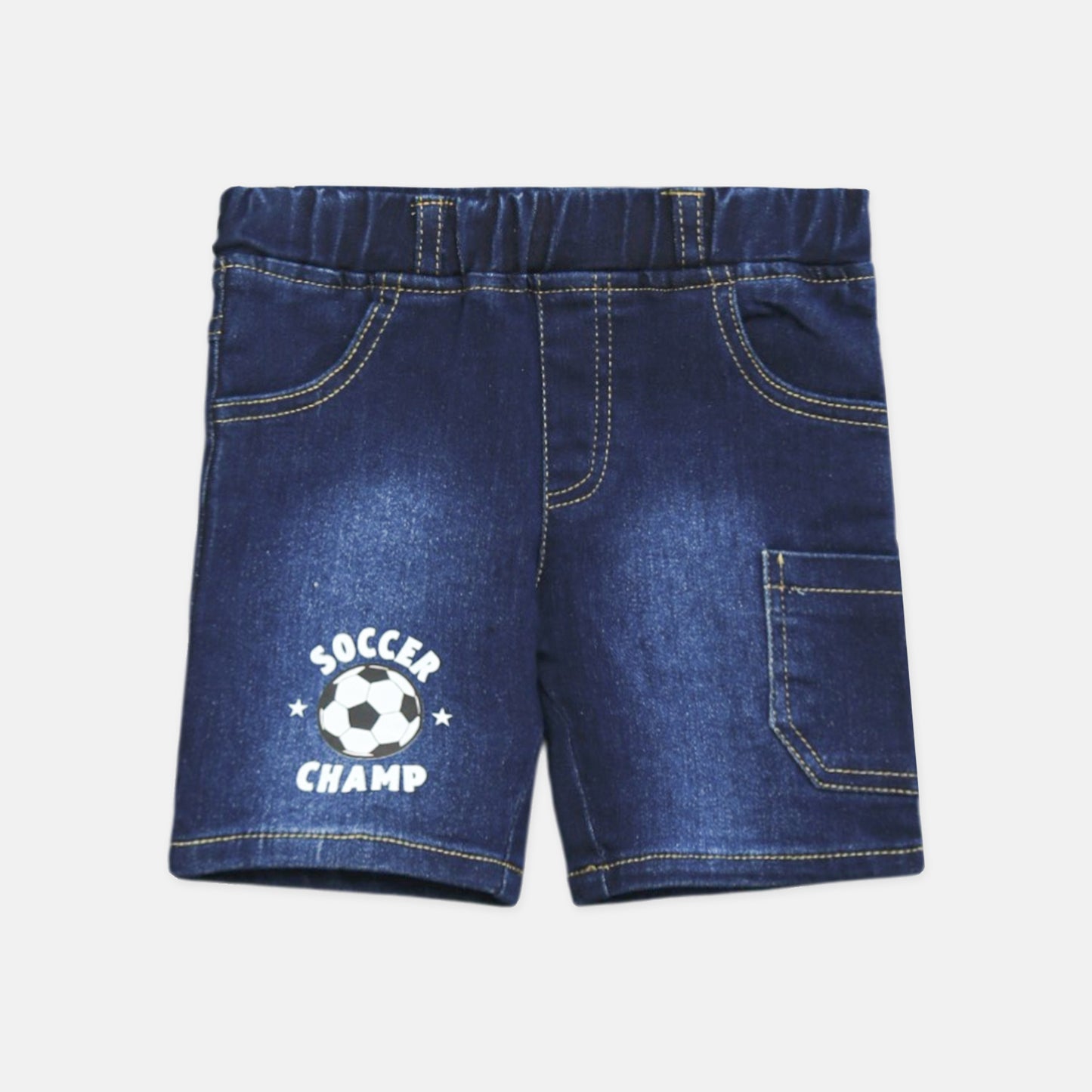 Navy Blue Denim Football Shorts