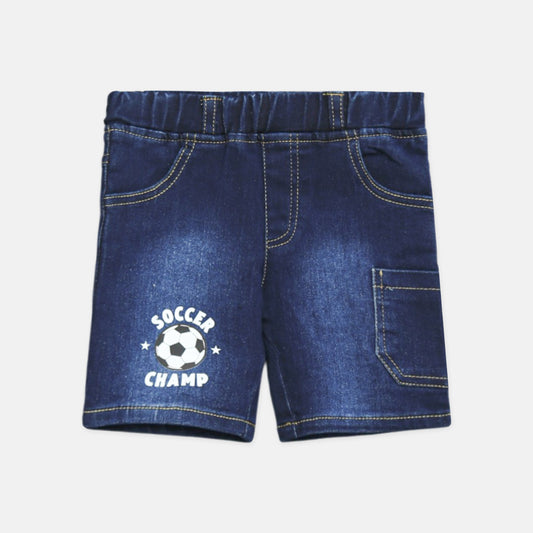 Navy Blue Denim Football Shorts