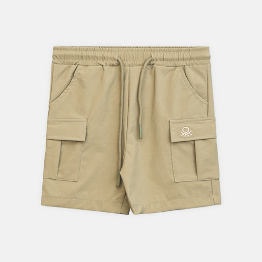 Boy Cozy Beige Cargo Shorts