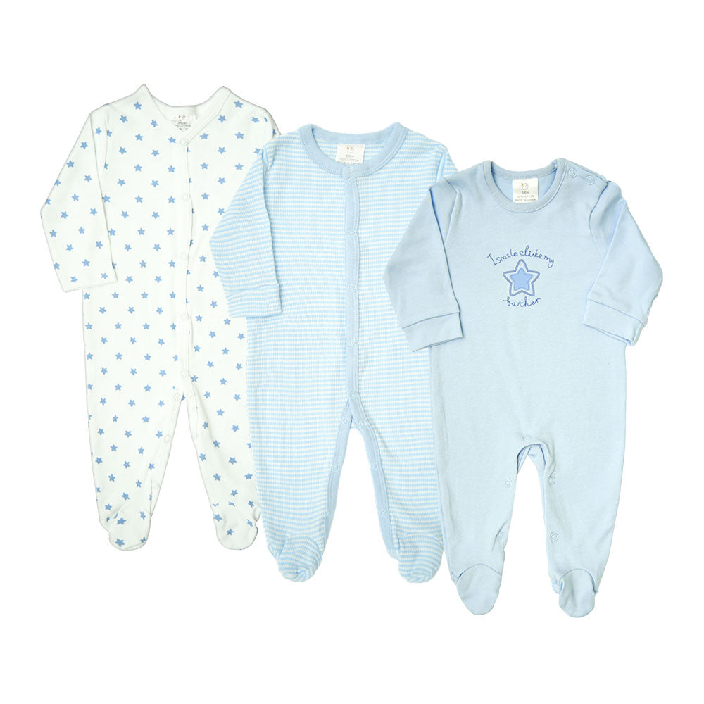 Little Starry Sky 3‑Pack Sleepsuits