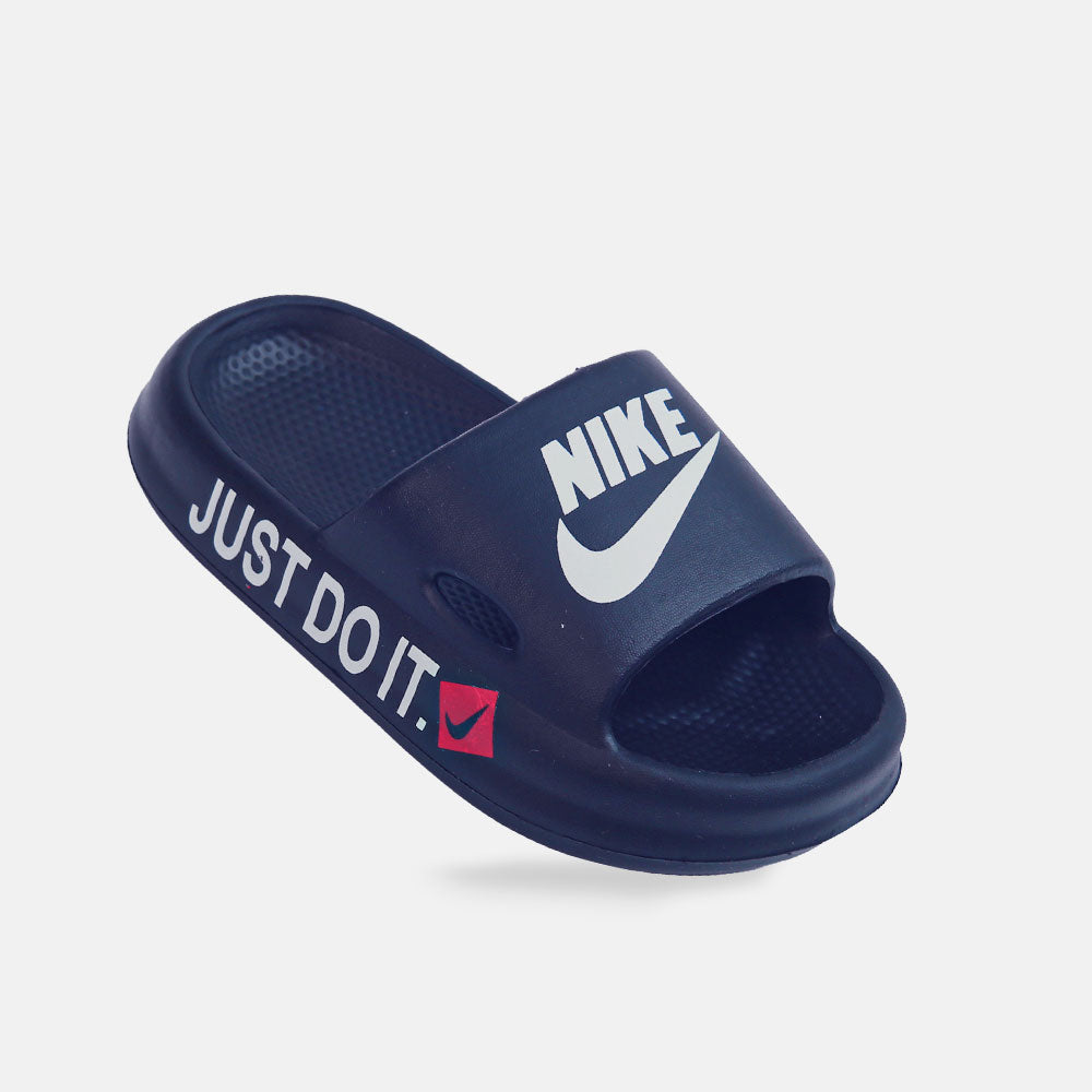 Boy Nike Navy Logo Slides