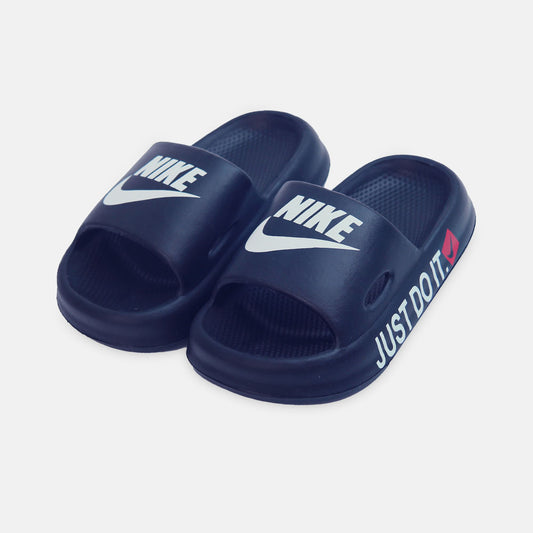Boy Nike Navy Logo Slides