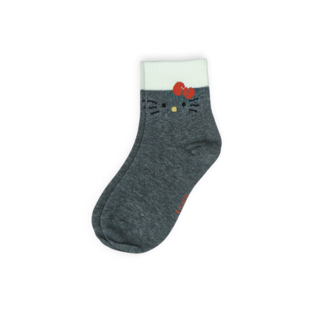 Grey Happy Heart Girl Socks
