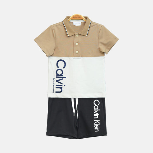 Beige Calvin Klein Boy Suit – 2 Piece Set