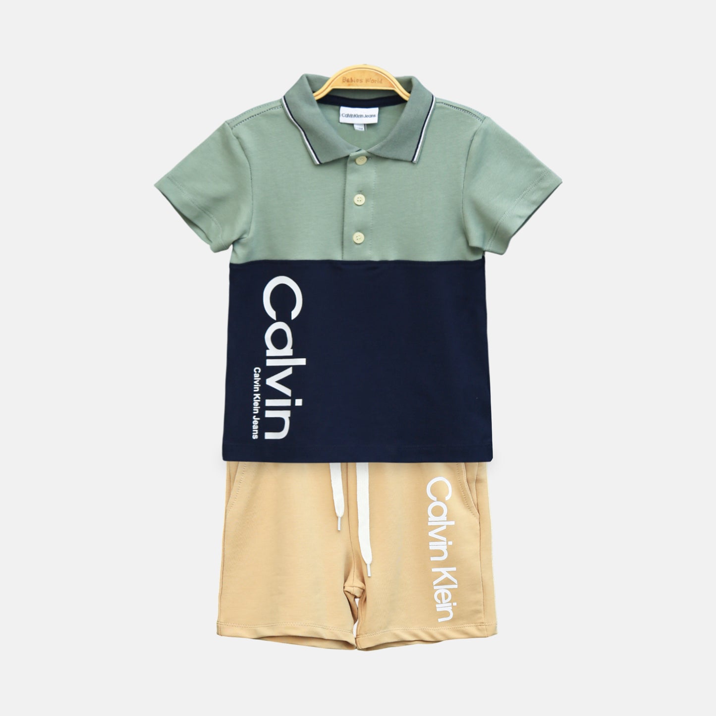 Sage Green Calvin Klein Boy Suit – 2 Piece Set