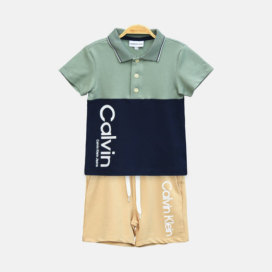 Sage Green Calvin Klein Boy Suit – 2 Piece Set