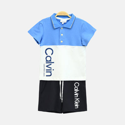 Sky Blue Calvin Klein Boy Suit – 2 Piece Set