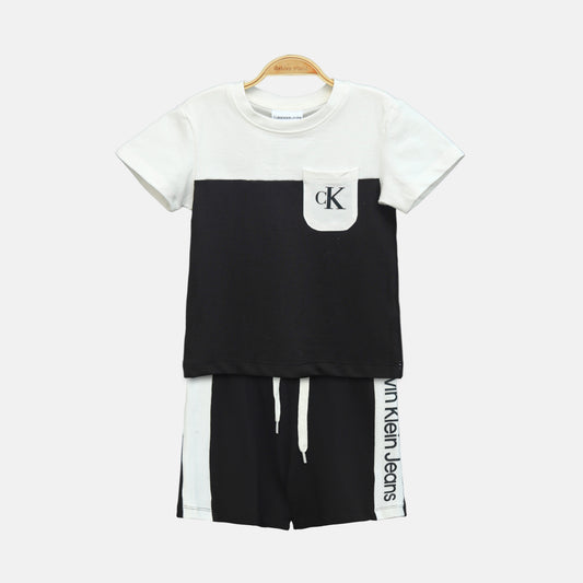Calvin Klein White Colorblock Boy Suit – 2 Piece Set