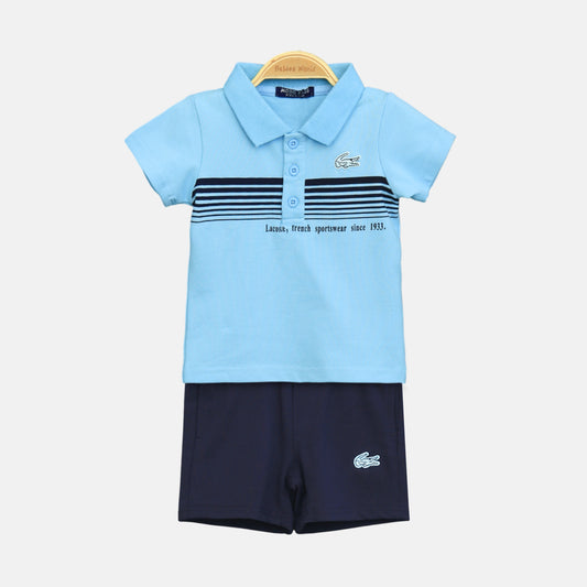 Sky Blue Lacoste Boy Suit – 2 Piece Set