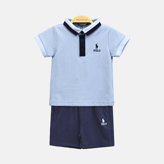 Light Blue Polo Boy Suit – 2 Piece Set