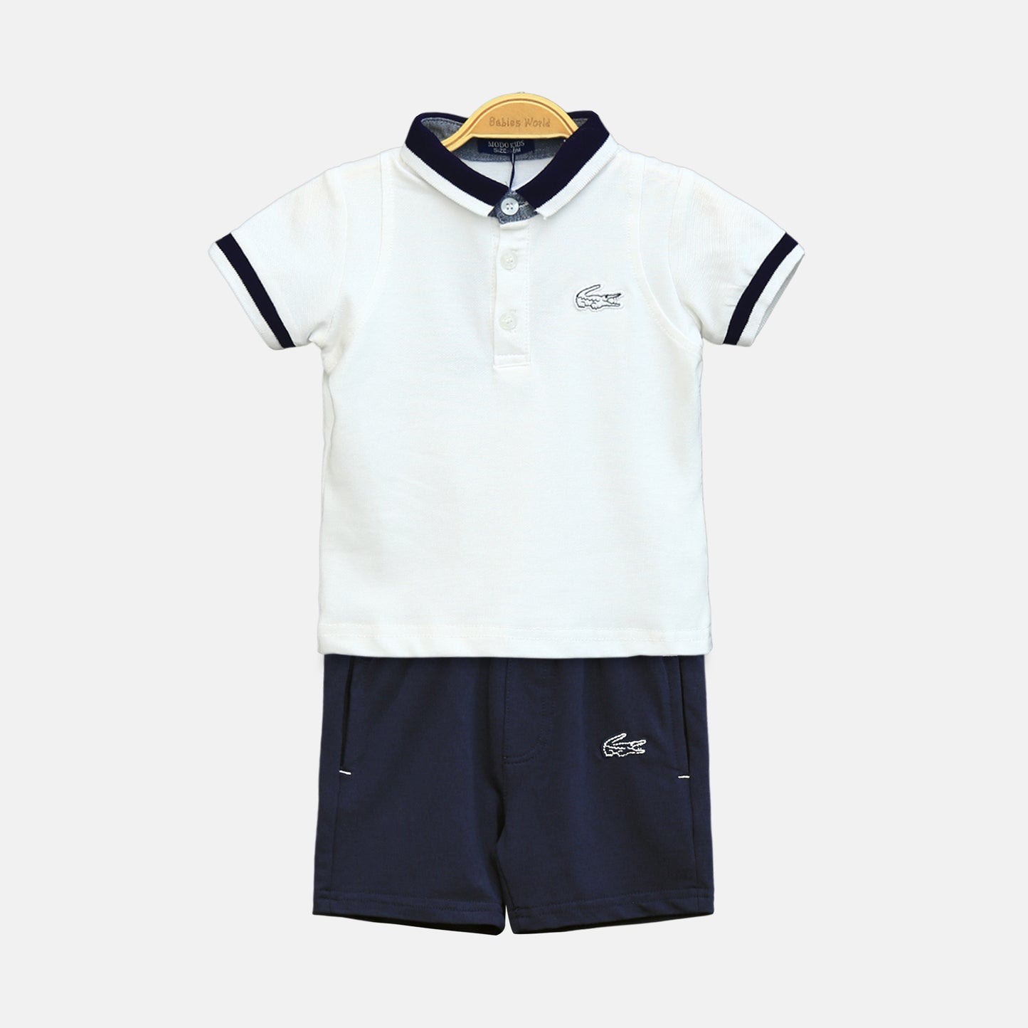 White Lacoste Boy Suit – 2 Piece Set