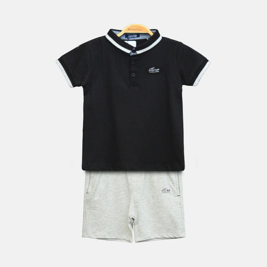 Black Lacoste Boy Suit – 2 Piece Set