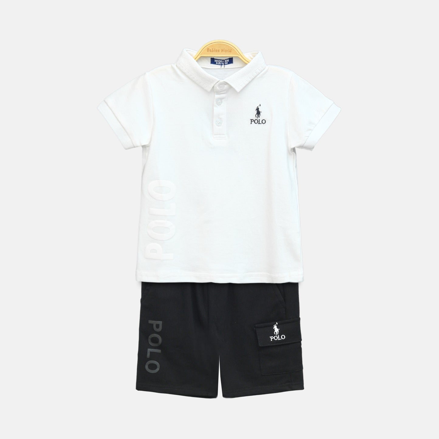 White Polo Boy Suit – 2 Piece Set