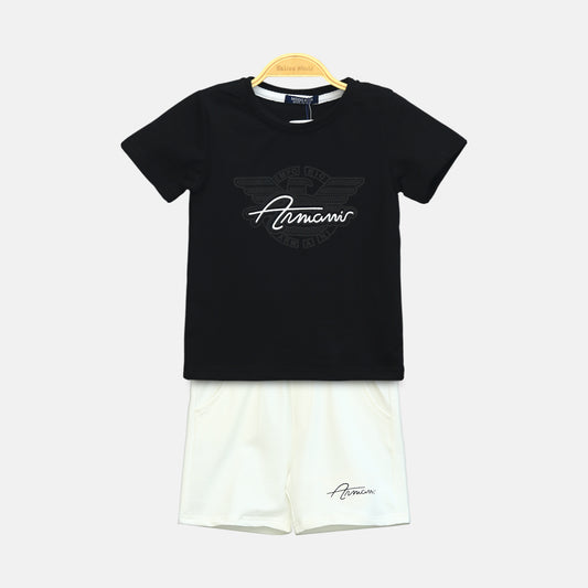 Armani Black & White Logo Boy Suit – 2 Piece Set