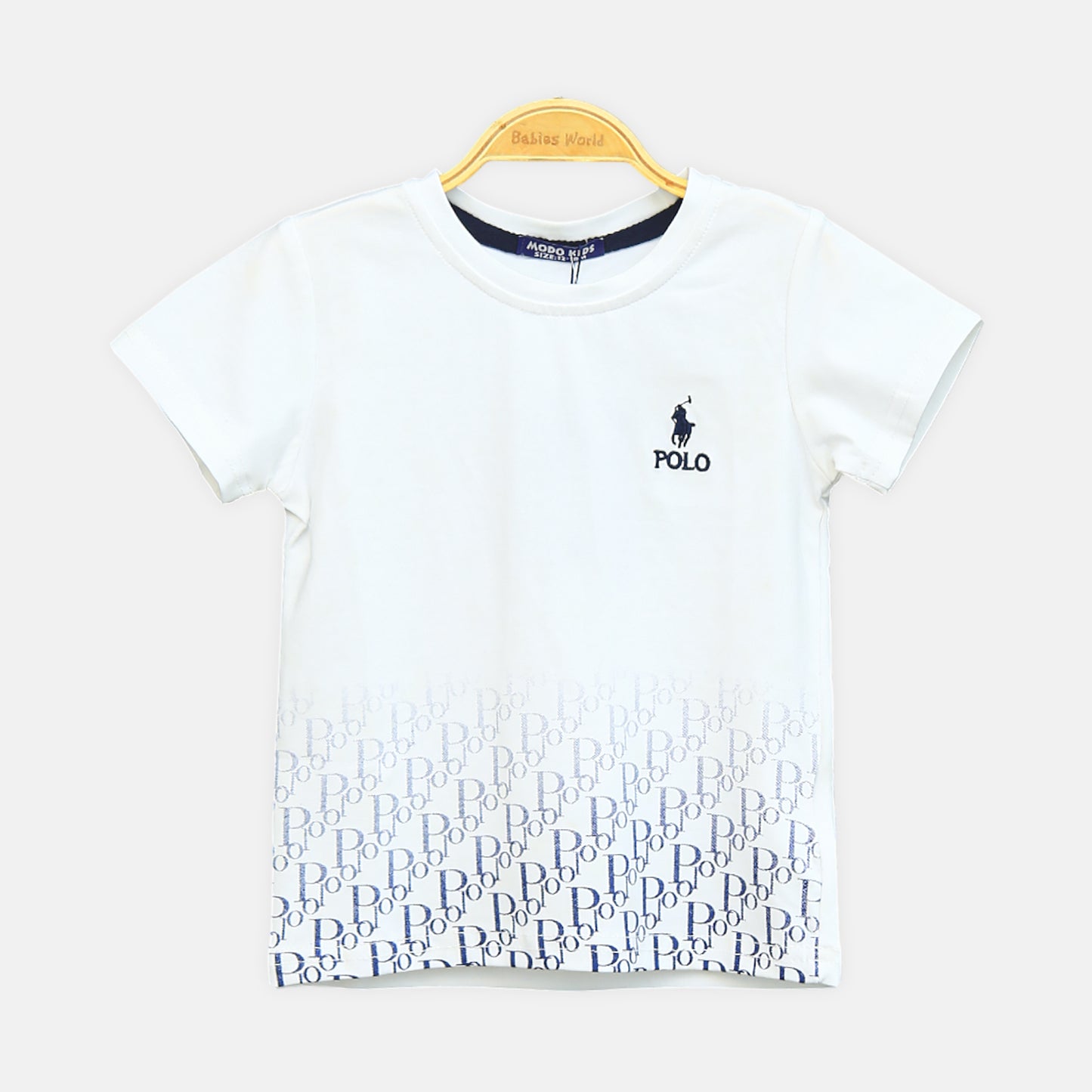 White Monogram Polo Boy Suit – 2 Piece Set