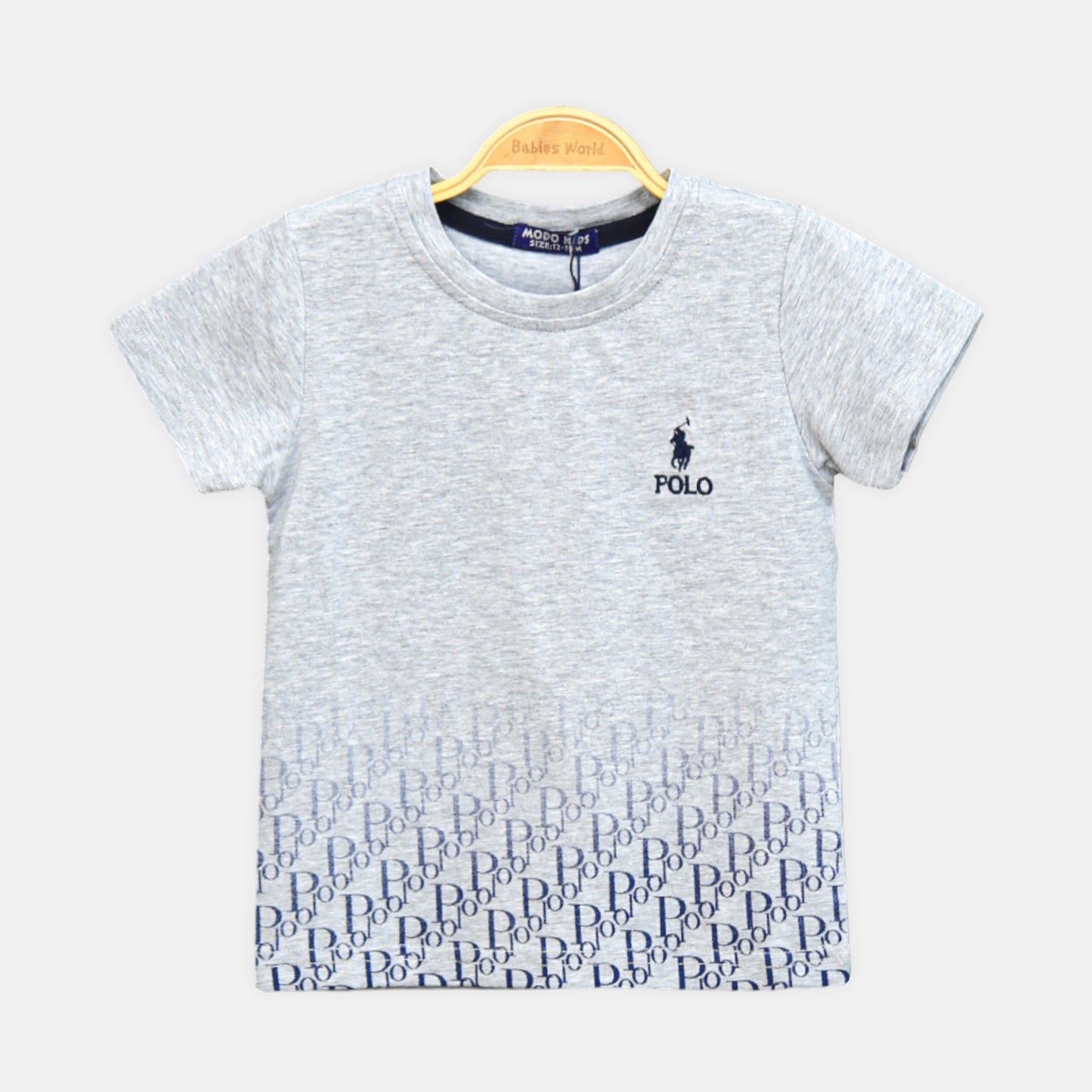 Grey Monogram Polo Boy Suit – 2 Piece Set