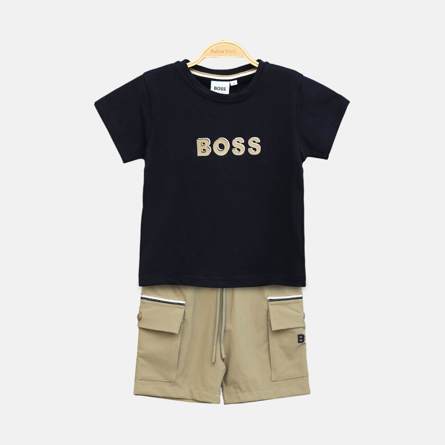 Boss Black & Khaki Cargo Boy Suit – 2 Piece Set